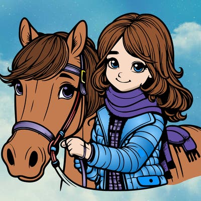 a girl on a horse realistic