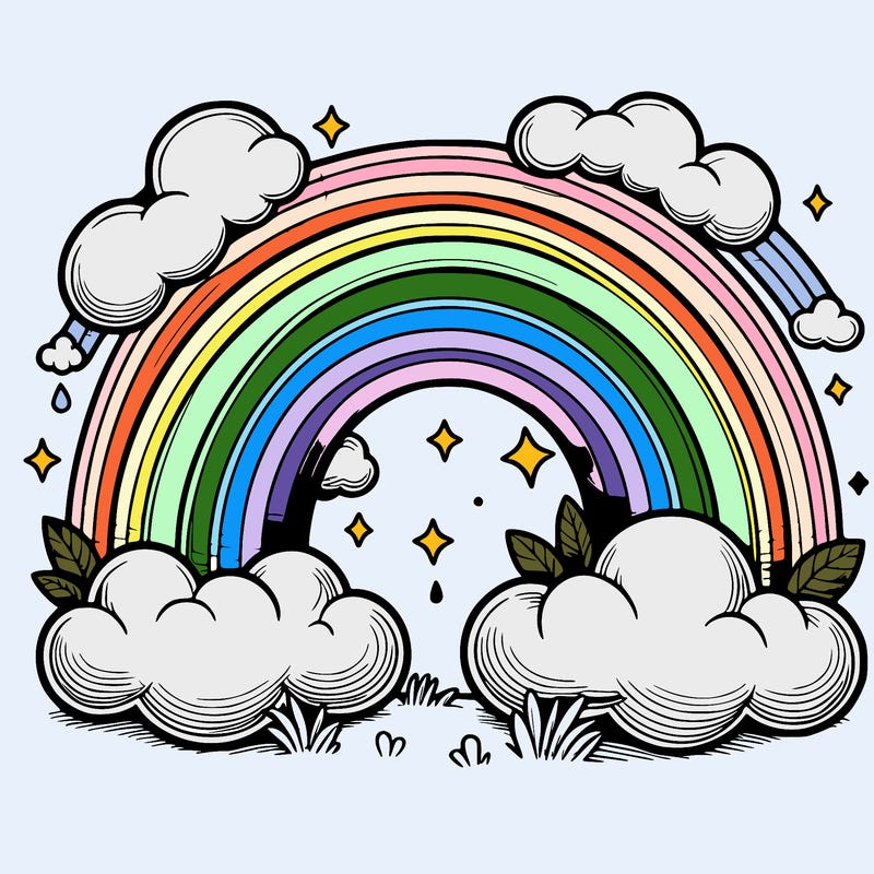realistic rainbow and clouds