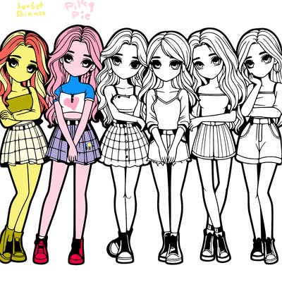 a group of girls realistic