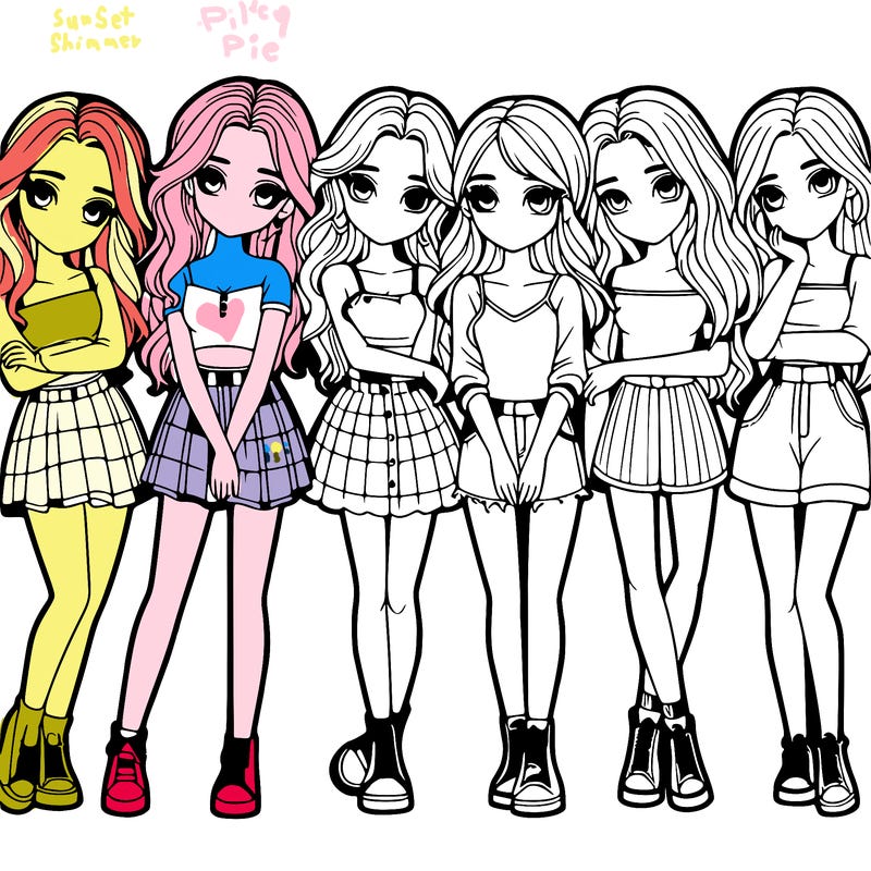 a group of girls realistic