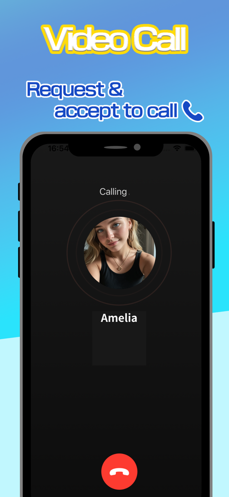 BAMEL Swipe & Live Video Chat - BAMEL 소셜 네트워킹 앱의 영상 통화 인터페이스를 보여주는 스마트폰 화면.