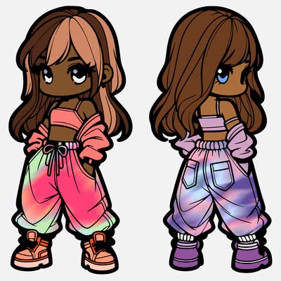 girl in crop top and baggy pants