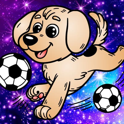 dog playing soccer