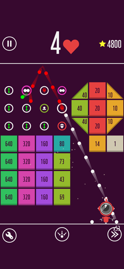 One More Brick - Mobile gameplay of One More Brick showing balls bouncing against numbered tiles