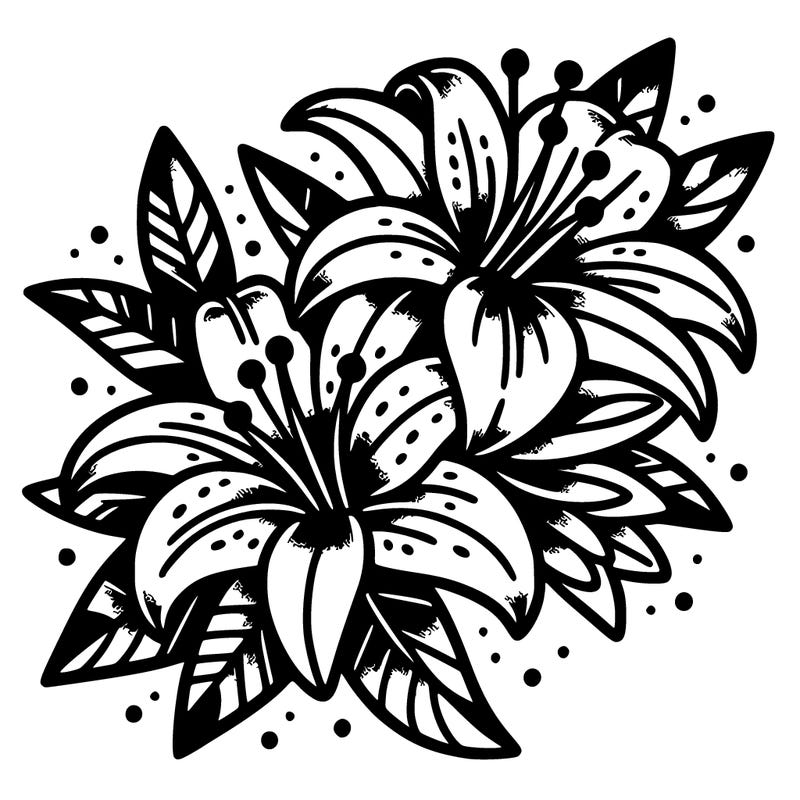traditional tattoo style tiger lilies