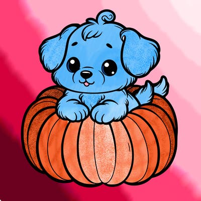 cute little puppy in a pumpkin