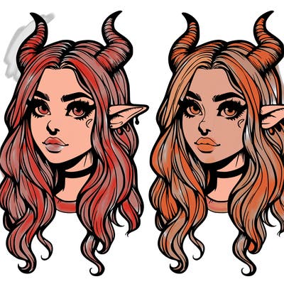 realistic girl with horns