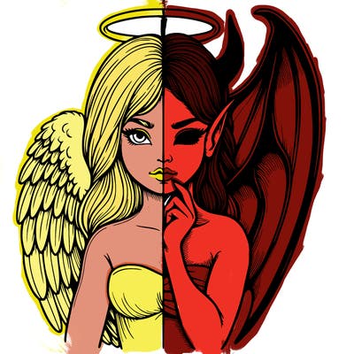 realistic angel half demon