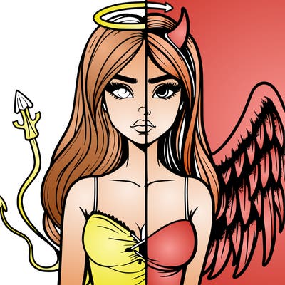 devil vs angel realistic girl