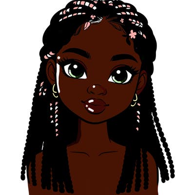 a realistic black girl with braids