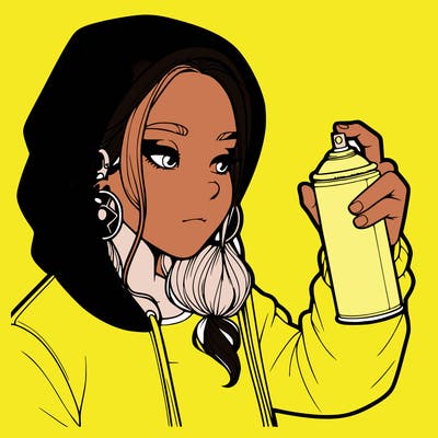 a realistic girl, spray painting