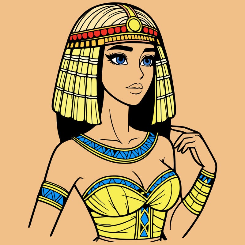 realistic woman wearing a cleopatra costume