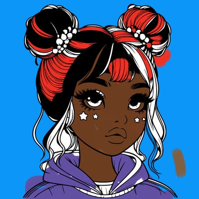 realistic girl with space buns