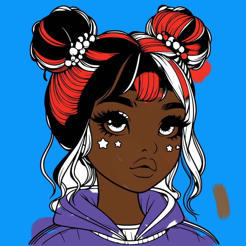 realistic girl with space buns