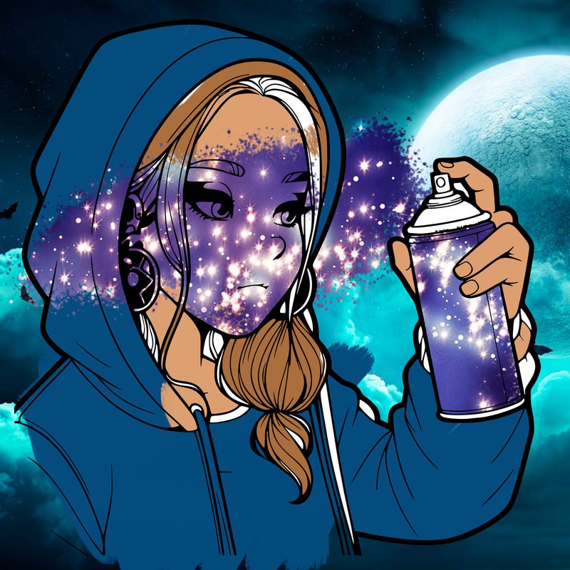 a realistic girl, spray painting