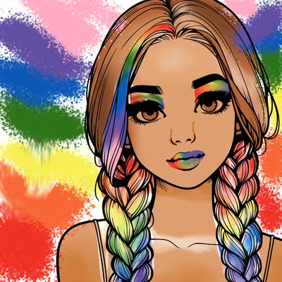 realistic girl with braids