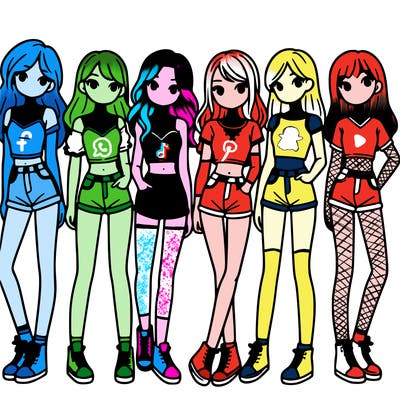 a group of girls wearing crop tops and shorts