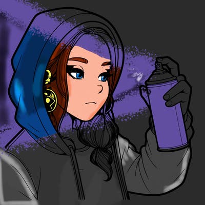 a realistic girl, spray painting