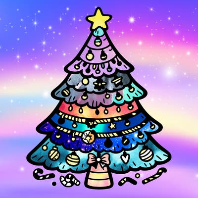 christmas tree with lots of details