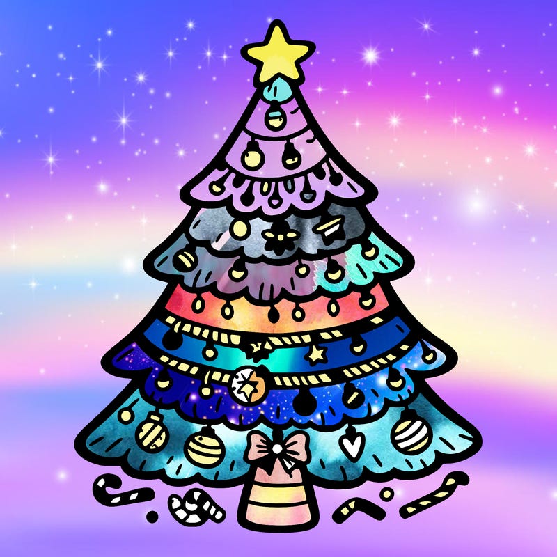 christmas tree with lots of details