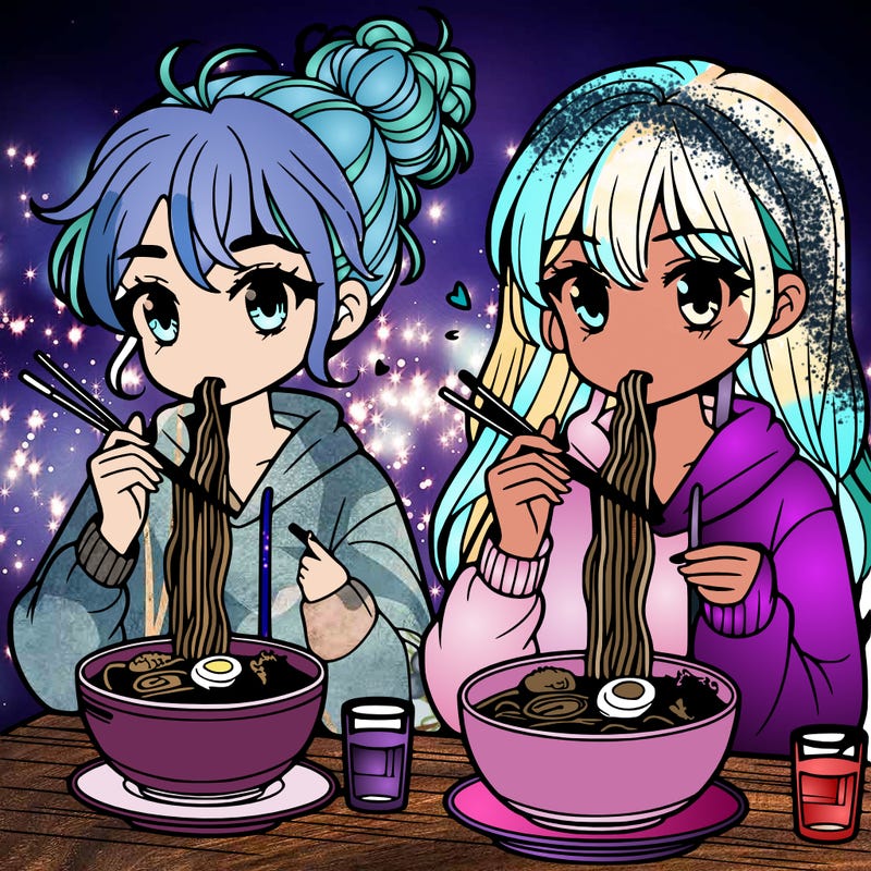 girls eating ramen