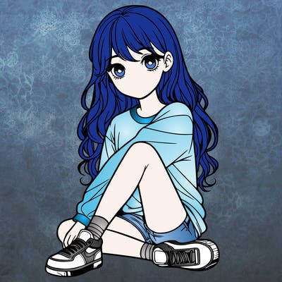 girl sitting realistic