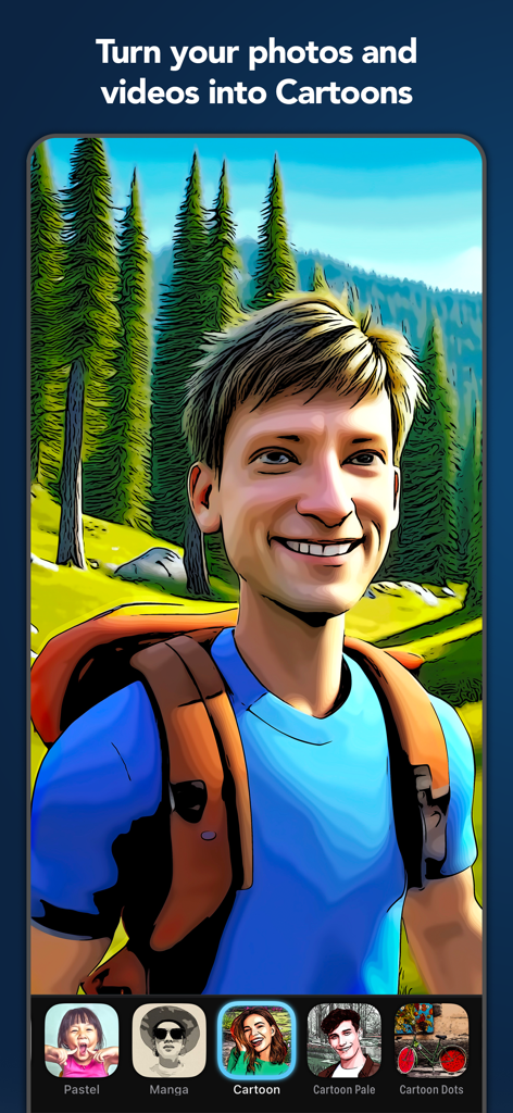 A portrait of a man transformed into a cartoon style with Clip2Comic's editing filters.