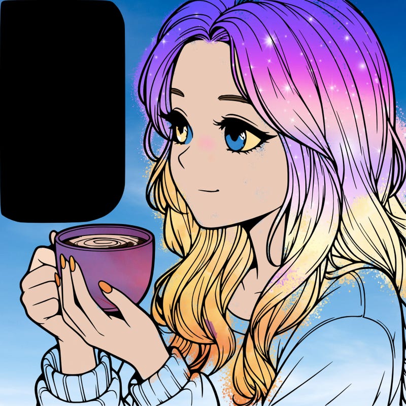 realistic girl drinking coffee