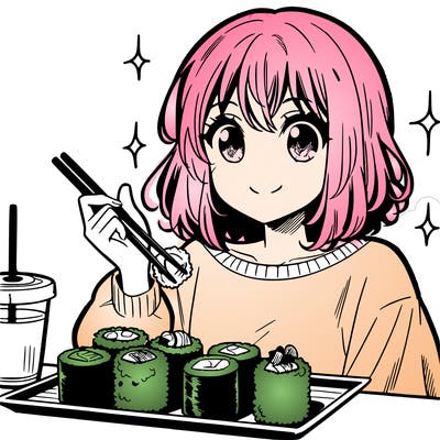 manga girl who loves sushi