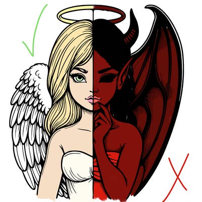 realistic angel half demon