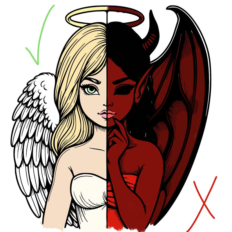 realistic angel half demon