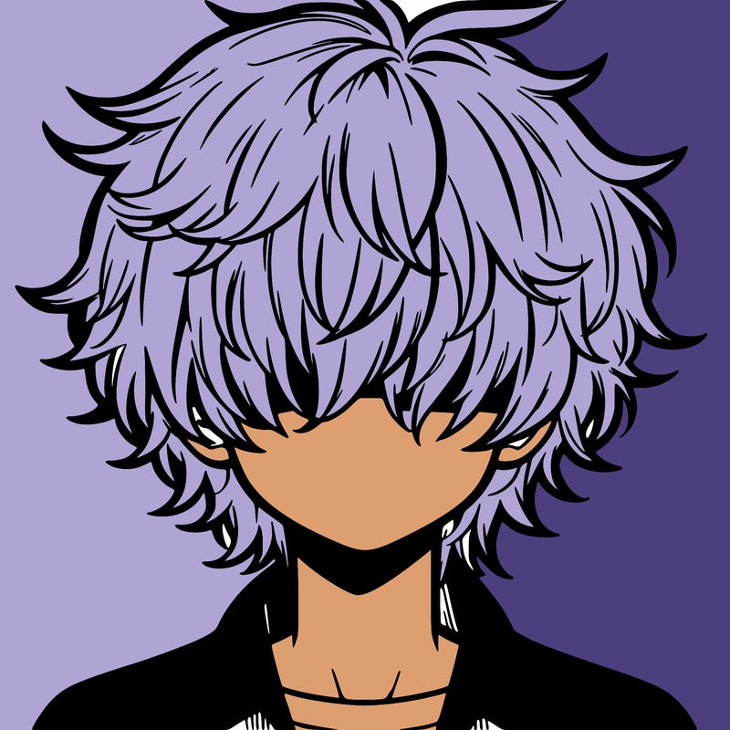 manga boy fluffy hair covering his eyes