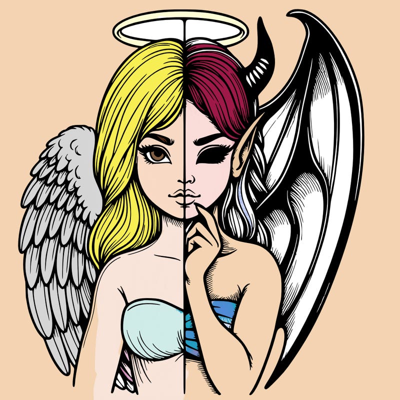 realistic angel half demon