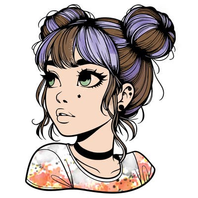 realistic girl with spacebuns