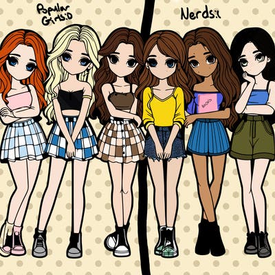 a group of girls realistic