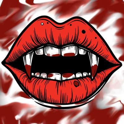 lips with vampire teeth