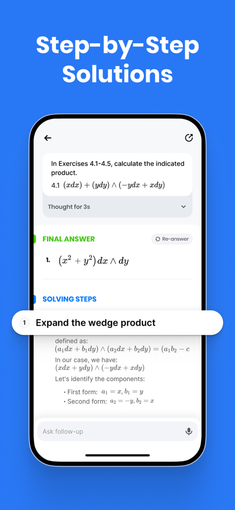 Solvely - AI Study Companion - Solvely mobile app displaying detailed step-by-step solutions for a complex math problem