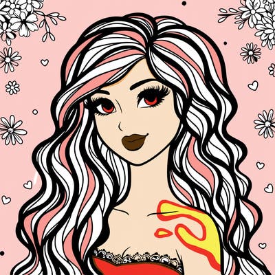 pretty woman with long wavy hair