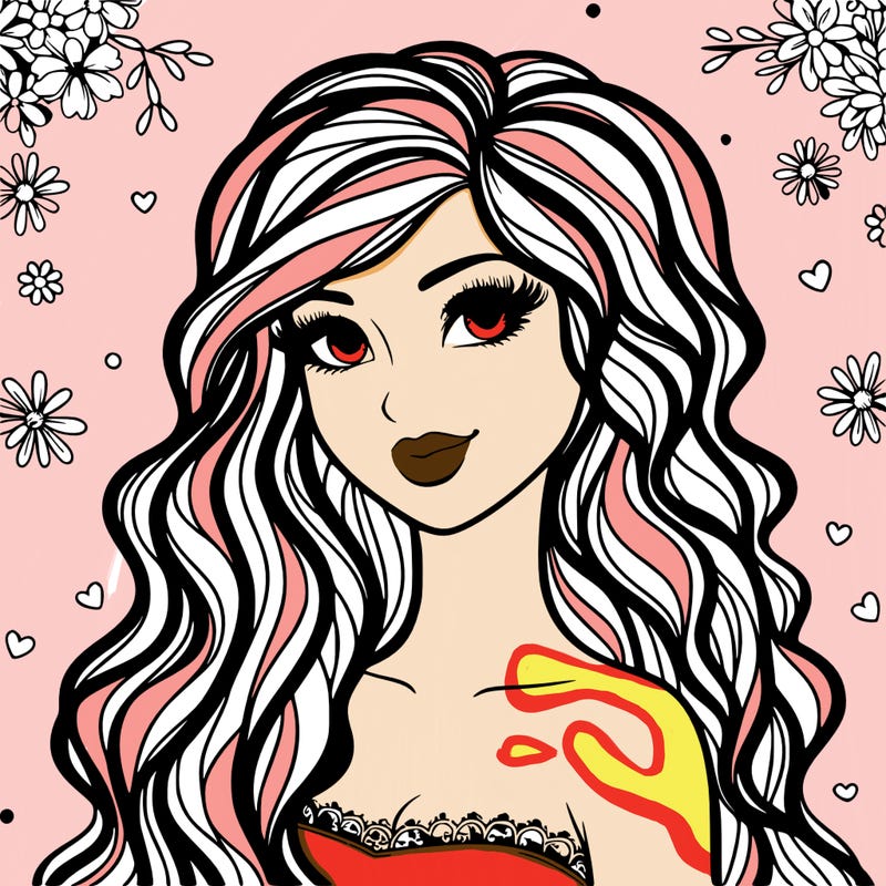 pretty woman with long wavy hair