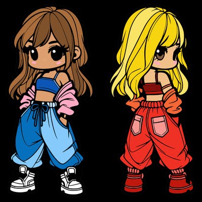 girl in crop top and baggy pants