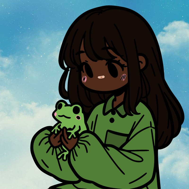 girl with long hair and a oversized shirt. and she is holding a frog