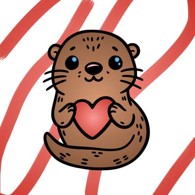 otter with a heart