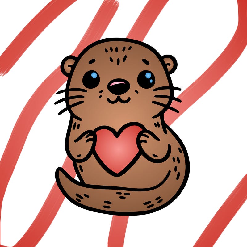 otter with a heart