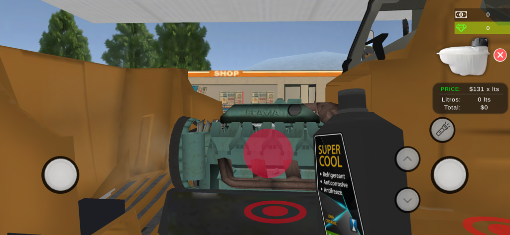 Grand Truck Simulator 2 - First person view of truck engine maintenance and coolant refill in Grand Truck Simulator 2