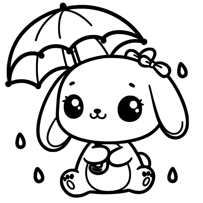 cute bunny with a tiny umbrella