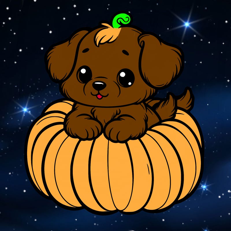 cute little puppy in a pumpkin