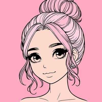 realistic pretty girl with hair in bun