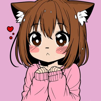 shy anime catgirl