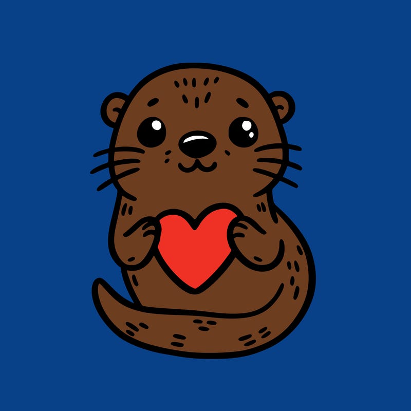 otter with a heart