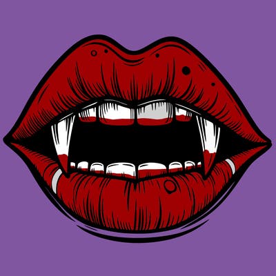 lips with vampire teeth